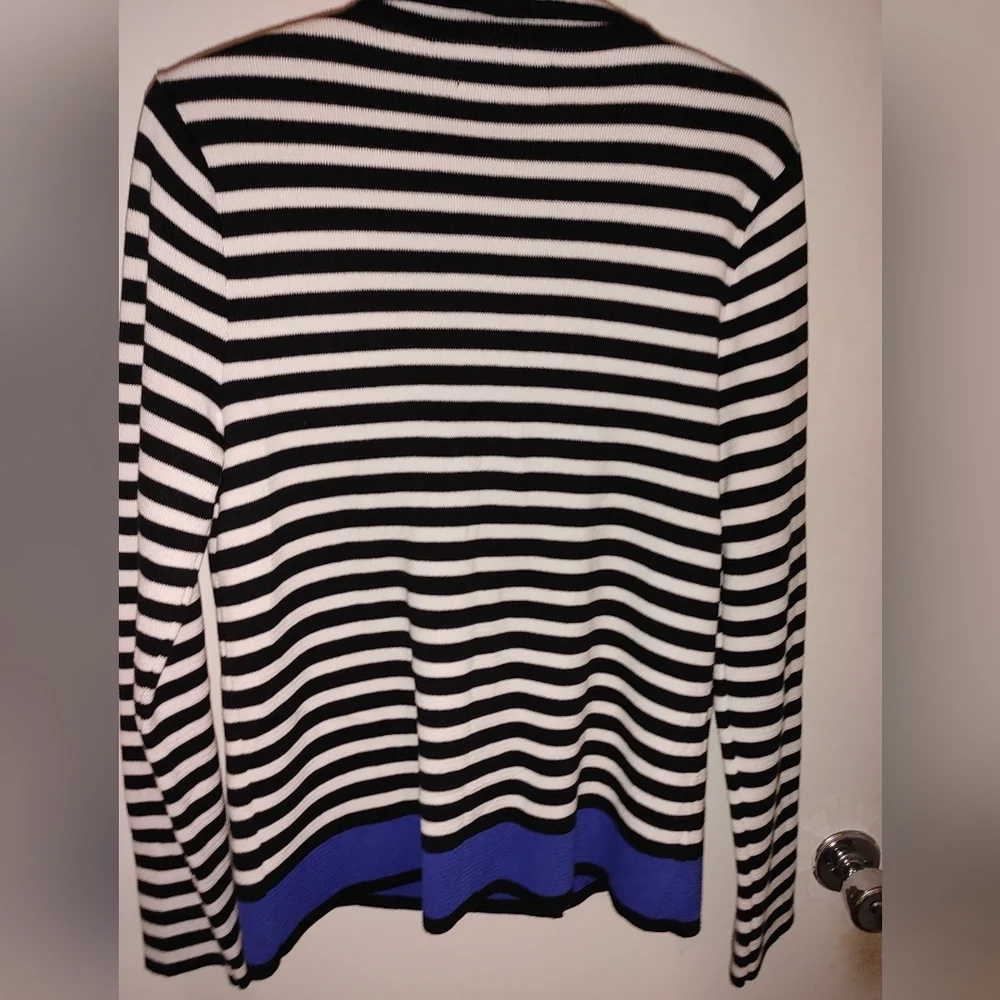 Jones New York double breasted sweater jacket size medium NWT Navy & White - Picture 5 of 7